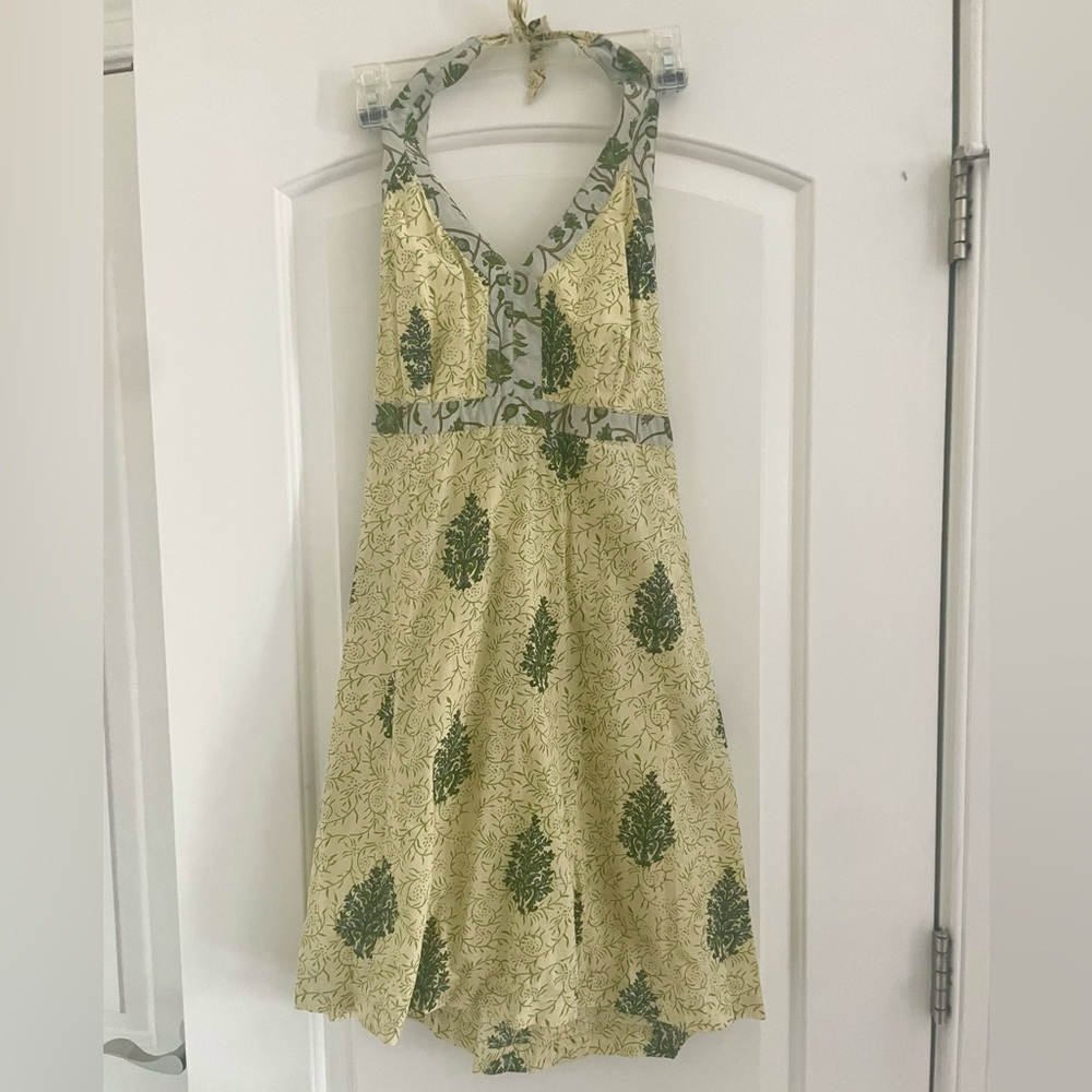 GAP Yellow and Green Floral/Paisley Halter Neck Dress